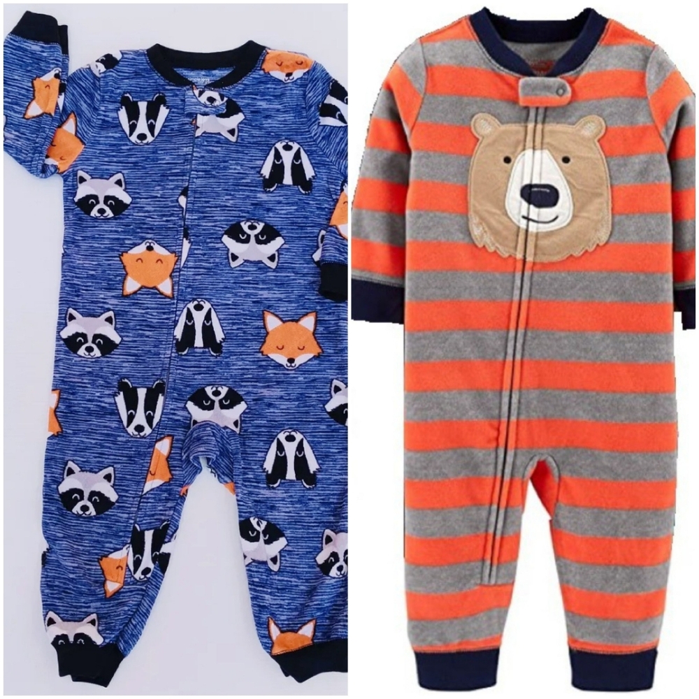 Set Of 2 Carter's Baby Boys' Loose-Fit Footless Fleece Pajamas